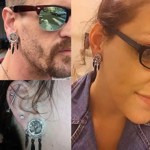 TOPBRIGHT الجراحية الصلب شجرة الحياة ريشة استرخى التوصيل القرط اللحم الأذن مقاييس حلقة الأنفاق in Kuwait