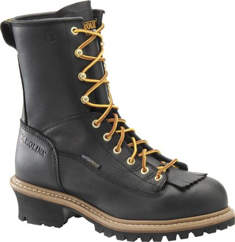 Men's Carolina Steel Toe Waterproof Lace - to - Toe Logger Boots Black in Saudi Arabia
