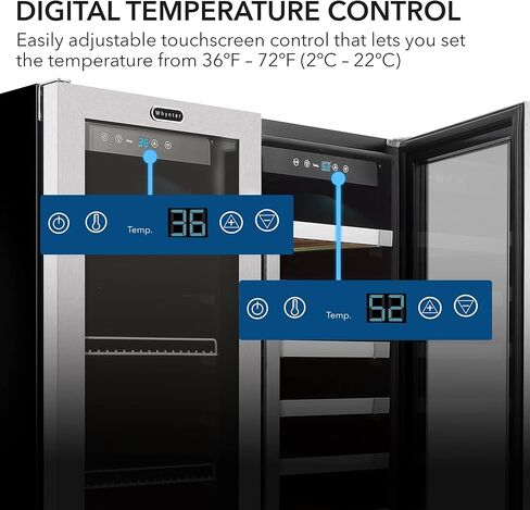ثلاجة نبيذ من Whynter BWB-3388FDS مقاس 30 بوصة بباب فرنسي مزدوج المنطقة و33 زجاجة، مقاس واحد، من الفولاذ المقاوم للصدأ in Kuwait