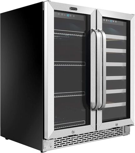 ثلاجة نبيذ من Whynter BWB-3388FDS مقاس 30 بوصة بباب فرنسي مزدوج المنطقة و33 زجاجة، مقاس واحد، من الفولاذ المقاوم للصدأ in Kuwait