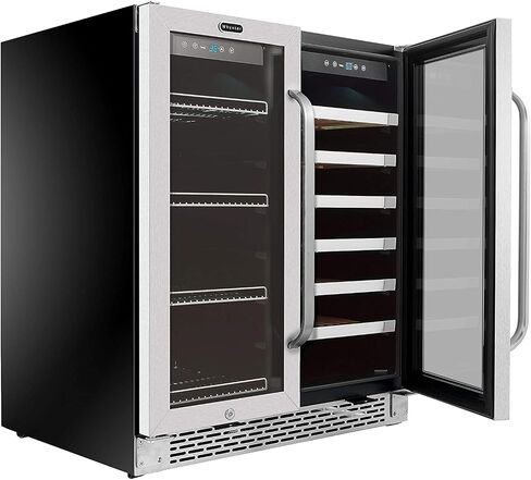 ثلاجة نبيذ من Whynter BWB-3388FDS مقاس 30 بوصة بباب فرنسي مزدوج المنطقة و33 زجاجة، مقاس واحد، من الفولاذ المقاوم للصدأ in Kuwait