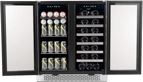 ثلاجة نبيذ من Whynter BWB-3388FDS مقاس 30 بوصة بباب فرنسي مزدوج المنطقة و33 زجاجة، مقاس واحد، من الفولاذ المقاوم للصدأ in Kuwait