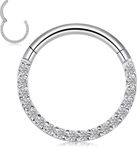 Longbeauty 16G تشيكوسلوفاكيا أوبال متمحور الجزء الأنف خواتم هوب 316L الجراحية الصلب اللولب الغضروف الزنمة أقراط الحاجز الفرس الدائري 8 مللي متر 10 مللي متر in Kuwait
