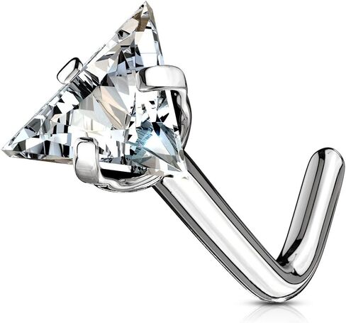 Triangle CZ Top 316L Surgical Steel L Bend Stud Nose Ring in Kuwait