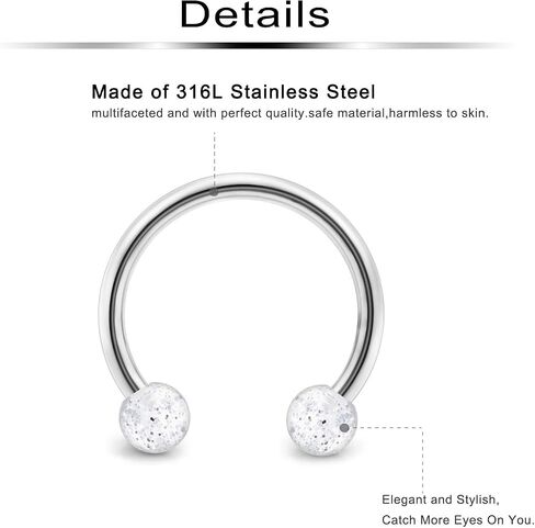 Ftovosyo 18PCS 20G Surgical Steel CBR Horseshoe Circular Rings Nose Tragus Lip Ear Hoop Ring Piercing Jewelry for Women Men in Kuwait