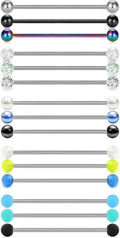Mayhoop 14G Stainless Steel Industrial Barbell Earring Cartilage Body Piercing Jewelry 38mm 35mm Inch Industrial Piercing Bar for Women Men 20-30PCS in Saudi Arabia