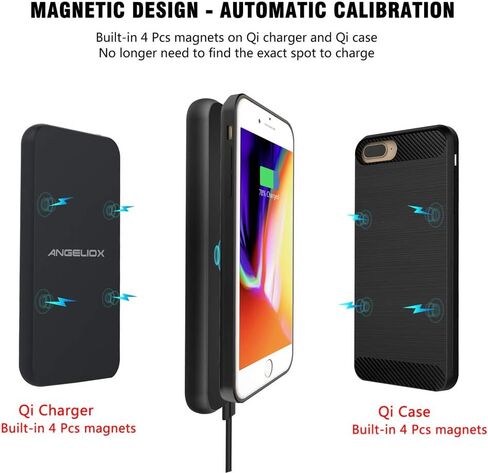 مجموعة شاحن لاسلكي لهاتف iPhone 7 Plus/6 Plus/6s Plus (فقط للحجم الكبير)، مع لوحة شحن لاسلكية وحقيبة شحن لاسلكية 5.5 بوصة (بدون بطارية)، شاحن لاسلكي سريع لهاتف iPhone Xs Max/XS/X/8 Plus in Kuwait