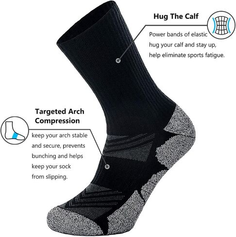 CWVLC Crew Hiking Socks, Cushion, Moisture Wicking, Arch Compression Boot Socks in Saudi Arabia