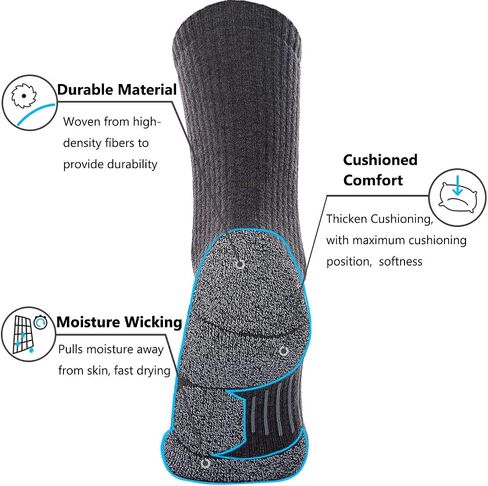 CWVLC Crew Hiking Socks, Cushion, Moisture Wicking, Arch Compression Boot Socks in Saudi Arabia