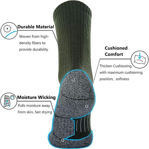 CWVLC Crew Hiking Socks, Cushion, Moisture Wicking, Arch Compression Boot Socks in Saudi Arabia