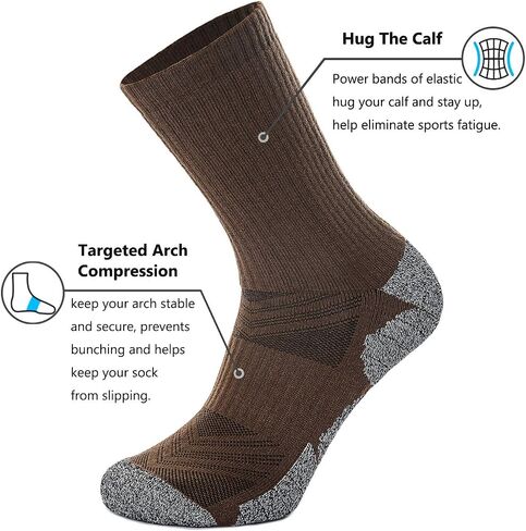 CWVLC Crew Hiking Socks, Cushion, Moisture Wicking, Arch Compression Boot Socks in Saudi Arabia