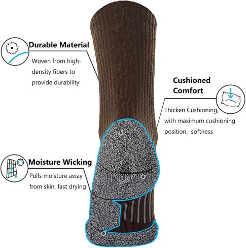 CWVLC Crew Hiking Socks, Cushion, Moisture Wicking, Arch Compression Boot Socks in Saudi Arabia