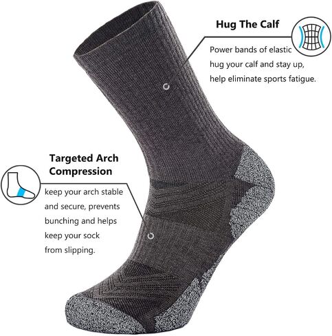 CWVLC Crew Hiking Socks, Cushion, Moisture Wicking, Arch Compression Boot Socks in Saudi Arabia