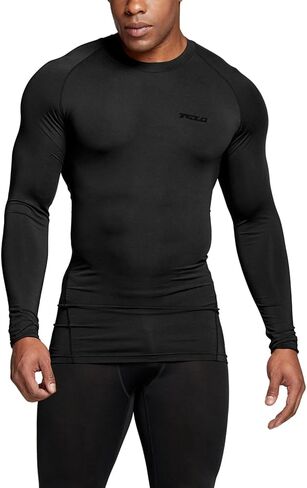 TSLA Men's UPF 50+ Compression Shirts, Cool Dry Long Sleeve Athletic Tops, Sports Baselayer Workout Shirt in Kuwait