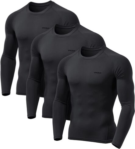 TSLA Men's UPF 50+ Compression Shirts, Cool Dry Long Sleeve Athletic Tops, Sports Baselayer Workout Shirt in Kuwait