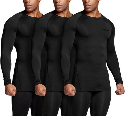 TSLA Men's UPF 50+ Compression Shirts, Cool Dry Long Sleeve Athletic Tops, Sports Baselayer Workout Shirt in Kuwait