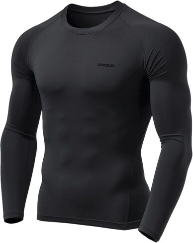 TSLA Men's UPF 50+ Compression Shirts, Cool Dry Long Sleeve Athletic Tops, Sports Baselayer Workout Shirt in Kuwait