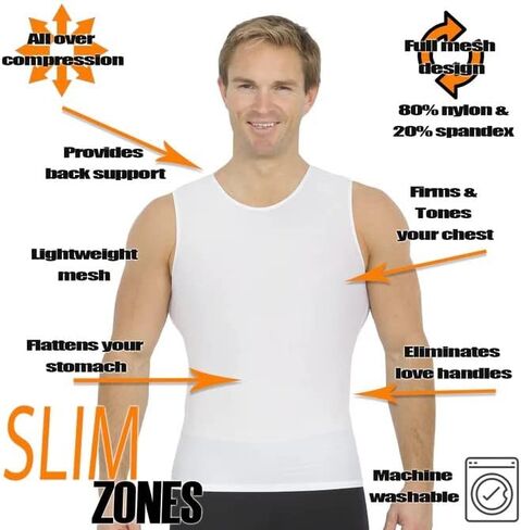 قميص Insta Slim الرجالي المضغوط بدون أكمام ورقبة دائرية - قميص داخلي لتنحيف الجسم in Kuwait