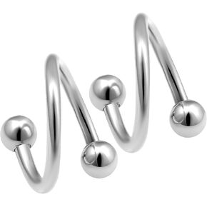 bodyjewellery 2pcs 18g Spiral Barbell Cartilage Earring Lip Tragus Eyebrow Hoop Helix Twisted Bar Steel Studs BBDG Balls Pick Size in Saudi Arabia