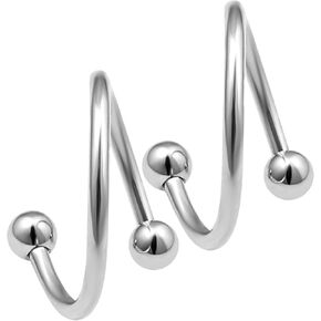 Bodyjewellery 2 قطعة 18 جرام دوامة الحديد الغضروف القرط الشفاه الزنمة الحاجب هوب اللولب الملتوية بار الصلب ترصيع BBDG كرات اختيار الحجم in Kuwait