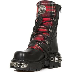 New Rock Boots 391T-S1 Mens Tartan Metallic Black Leather Platform Goth Boot in Saudi Arabia