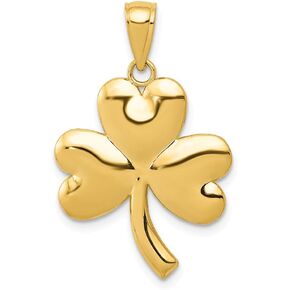 Solid 14k Yellow Gold Shamrock Charm Pendant - 22mm x 19mm in Kuwait