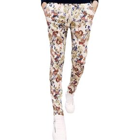 QZH.DUAO Floral Printed Casual Pants Slim Fit Flower Trousers for Men