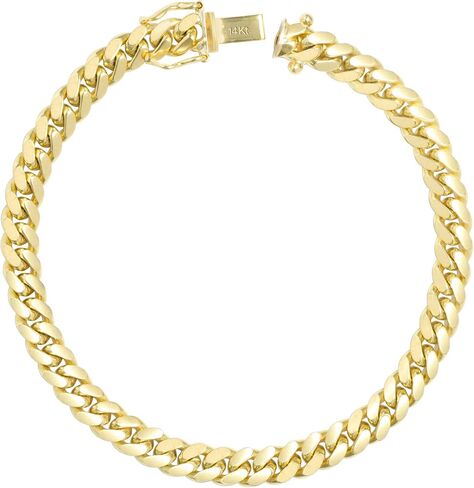 Nuragold 14k Yellow Gold 6mm Solid Miami Cuban Link Chain Bracelet, Mens Jewelry Box Clasp 7" 7.5" 8" 8.5" 9" in Saudi Arabia