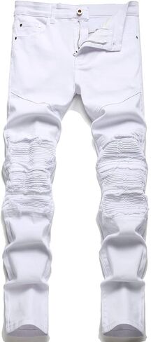 RXXKKK Men's Classic Zipper Biker Regular Fit Flex Jean in Saudi Arabia