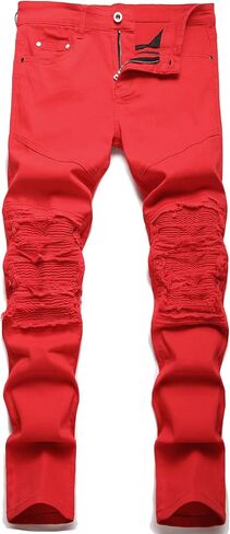 RXXKKK Men's Classic Zipper Biker Regular Fit Flex Jean in Saudi Arabia