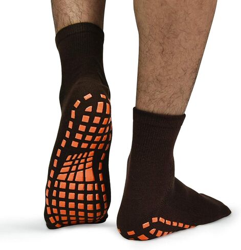 ELUTONG Men Non Slip Sticky Grips Socks 3 Pairs Tile Wood Floors Anti-Skid Workout Yoga Pilates Hospital Slipper Socks in Kuwait
