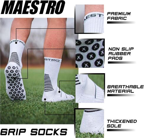 جوارب Maestro Grip - جوارب مضادة للانزلاق للرجال والنساء - جوارب مضادة للانزلاق لكرة القدم وكرة القدم وكرة السلة والهوكي in Kuwait