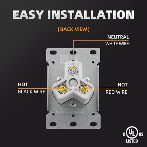 AIDA 10-30R Dryer Outlet 30-Amp 3-Pole, 3-Wire 125/250-Volts Non-grounding Heavy Duty Flush Mount Power Receptacle for Dryer, Space Heaters, UL Listed, 030626 in Saudi Arabia