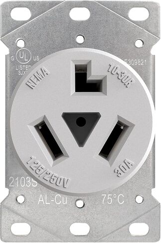 AIDA 10-30R Dryer Outlet 30-Amp 3-Pole, 3-Wire 125/250-Volts Non-grounding Heavy Duty Flush Mount Power Receptacle for Dryer, Space Heaters, UL Listed, 030626 in Saudi Arabia