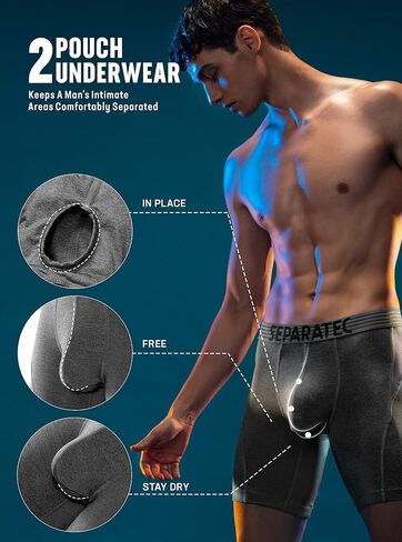 Separatec Men's Dual Pouch Underwear Moisture Wicking 8" Active Performance Boxer Briefs 2-3 Pack in Saudi Arabia