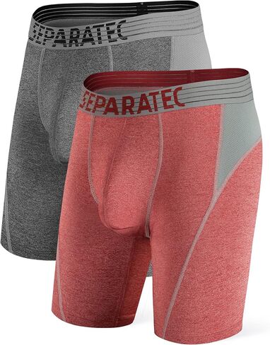 Separatec Men's Dual Pouch Underwear Moisture Wicking 8" Active Performance Boxer Briefs 2-3 Pack in Saudi Arabia
