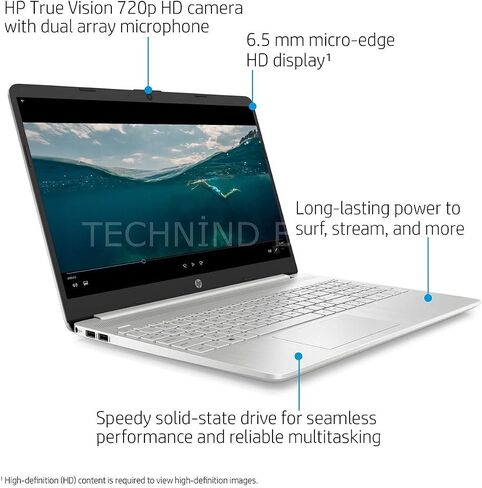 HP لاب توب 15 Dy-1091wm، كور i3-1005G1، ذاكرة رام 8 جيجابايت، هارد SSD 256 جيجابايت، 15.6 بوصة، ويندوز 10، كيبورد انجليزي (فضي) in Kuwait