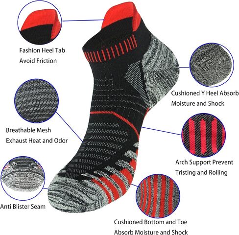 Bauvale Men's and Women's Anti Blister Odor Control Cushioned Ankle Low Cut Sneaker Running and Cycling Socks in Kuwait