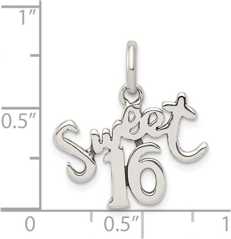 Solid 925 Sterling Silver Sweet 16 Charm Pendant - 19mm x 18mm in Saudi Arabia