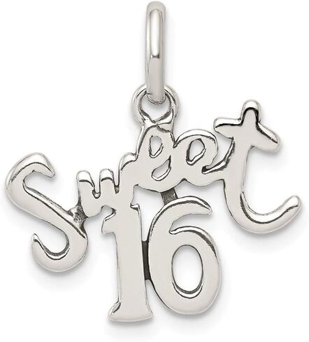 Solid 925 Sterling Silver Sweet 16 Charm Pendant - 19mm x 18mm in Saudi Arabia
