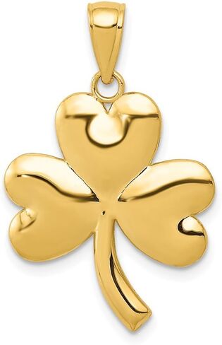 Solid 14k Yellow Gold Shamrock Charm Pendant - 22mm x 19mm in Saudi Arabia