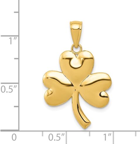 Solid 14k Yellow Gold Shamrock Charm Pendant - 22mm x 19mm in Saudi Arabia