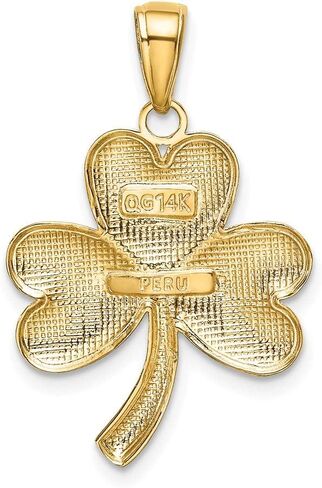 Solid 14k Yellow Gold Shamrock Charm Pendant - 22mm x 19mm in Saudi Arabia