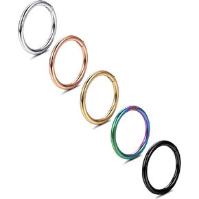 Jstyle 5 Pcs a Set 316L Stainless Steel Septum Piercing Nose Hoop Clicker Ring Hypoallergenic 16G 18G 20G in Saudi Arabia