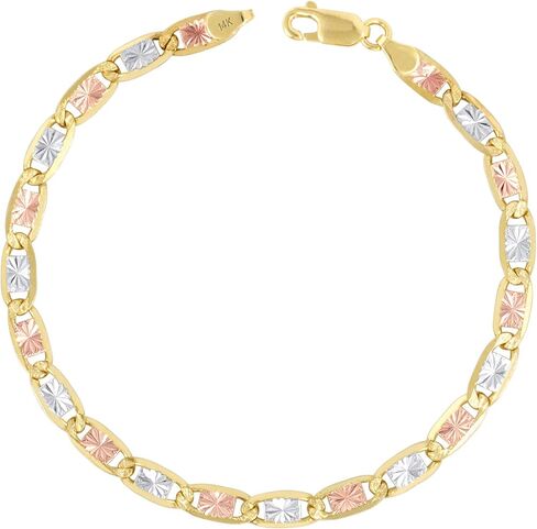 Nuragold 14k Three Tone Yellow Rose White Gold 5mm Valentin Mariner Link Anchor Chain Bracelet, Womens Mens Lobster Clasp 7" 7.5" 8" 8.5" 9" in Kuwait