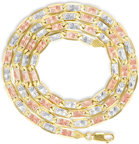 Nuragold 14k Three Tone Yellow Rose White Gold 5mm Valentin Mariner Link Anchor Chain Bracelet, Womens Mens Lobster Clasp 7" 7.5" 8" 8.5" 9" in Kuwait