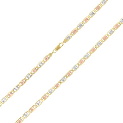 Nuragold 14k Three Tone Yellow Rose White Gold 5mm Valentin Mariner Link Anchor Chain Bracelet, Womens Mens Lobster Clasp 7" 7.5" 8" 8.5" 9" in Kuwait