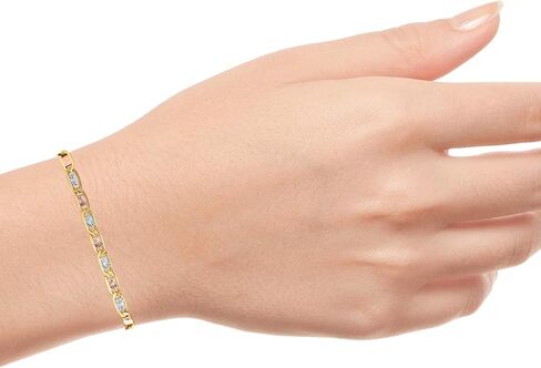 Nuragold 14k Three Tone Yellow Rose White Gold 5mm Valentin Mariner Link Anchor Chain Bracelet, Womens Mens Lobster Clasp 7" 7.5" 8" 8.5" 9" in Kuwait