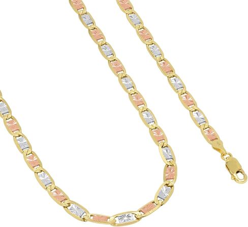 Nuragold 14k Three Tone Yellow Rose White Gold 5mm Valentin Mariner Link Anchor Chain Bracelet, Womens Mens Lobster Clasp 7" 7.5" 8" 8.5" 9" in Kuwait