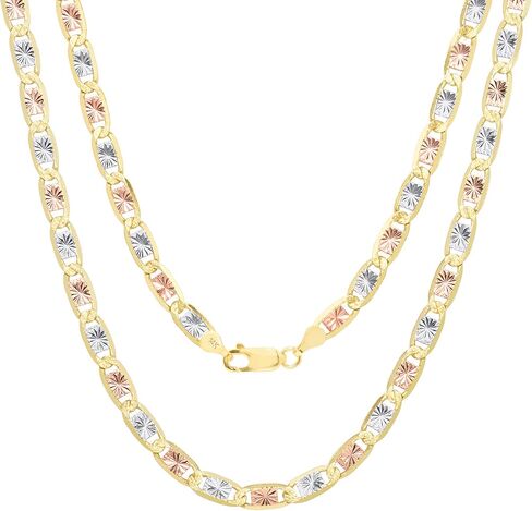 Nuragold 14k Three Tone Yellow Rose White Gold 5mm Valentin Mariner Link Anchor Chain Bracelet, Womens Mens Lobster Clasp 7" 7.5" 8" 8.5" 9" in Kuwait